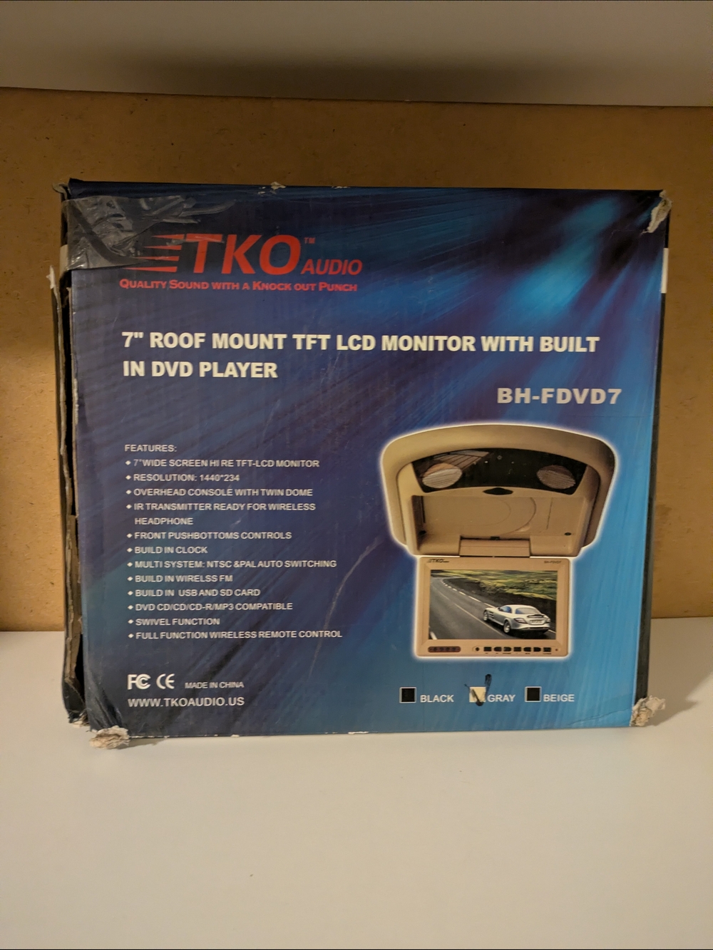 TKO 7" Roof Mount DVD/CD Player - Gray